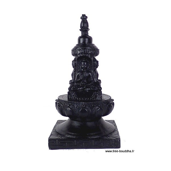 Stupa bouddhiste en résine noire Objets rituels bouddhistes STUPAN1