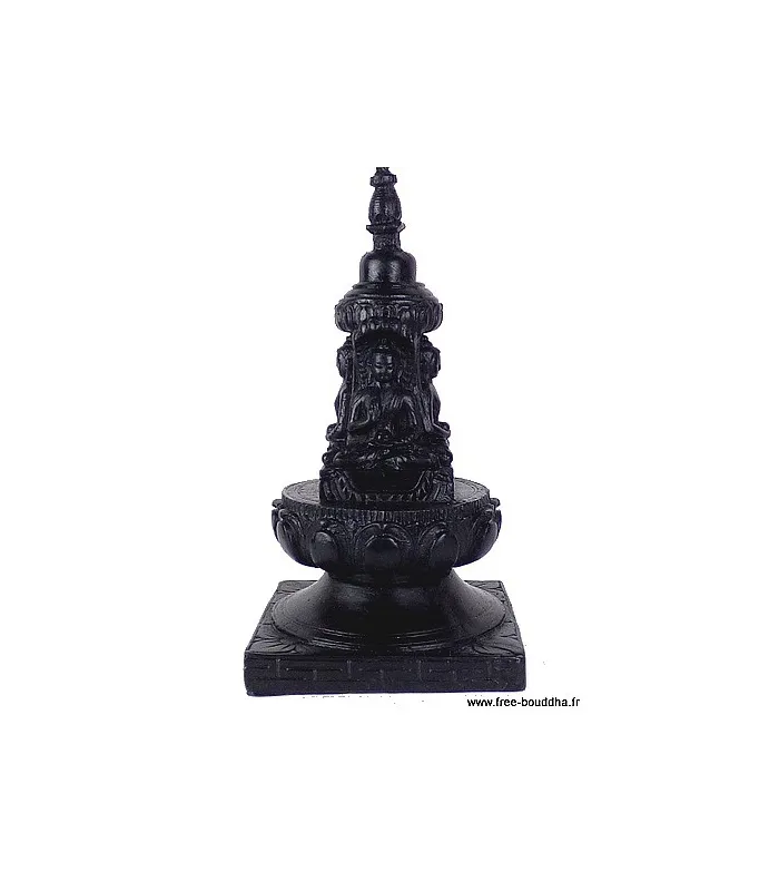 Stupa bouddhiste en résine noire - Objets rituels bouddhistes