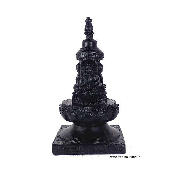 Stupa bouddhiste en résine noire - Objets rituels bouddhistes