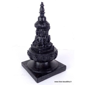 Stupa bouddhiste en résine noire Objets rituels bouddhistes STUPAN1