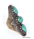 Grosse bague tibétaine 3 Turquoise Bagues tibétaines bouddhistes GBTU