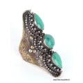 Grosse bague tibétaine 3 Turquoise - Bagues tibétaines bouddhistes
