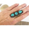 Grosse bague tibétaine 3 Turquoise Bagues tibétaines bouddhistes GBTU