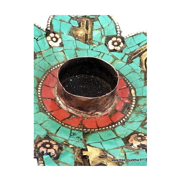 Porte-encens tibétain CUIVRE et PIERRES Encens tibétains, accessoires ref 3034