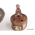 Brûleur d'encens tibétain rond orné de Mantra - Porte-encens tibétains