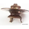 Brûleur d'encens tibétain rond orné de Mantra - Porte-encens tibétains