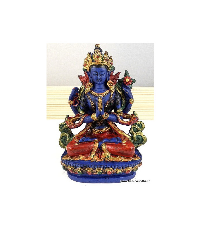 Statue bouddha assis position offrande brun 42 cm