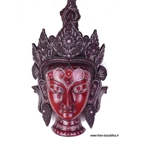 Grand Masque mural Tara Verte 38 cm - Artisanat Tibétain - Sculpture, tableau, masque mural bouddhiste