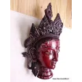 Grand Masque mural Tara Verte 38 cm - Artisanat Tibétain - Sculpture, tableau, masque mural bouddhiste