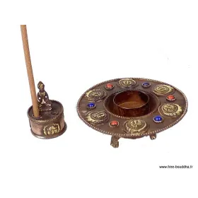 Porte-encens tibétain orné de soleils - Porte-encens tibétains