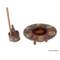 Porte-encens tibétain orné de soleils - Porte-encens tibétains
