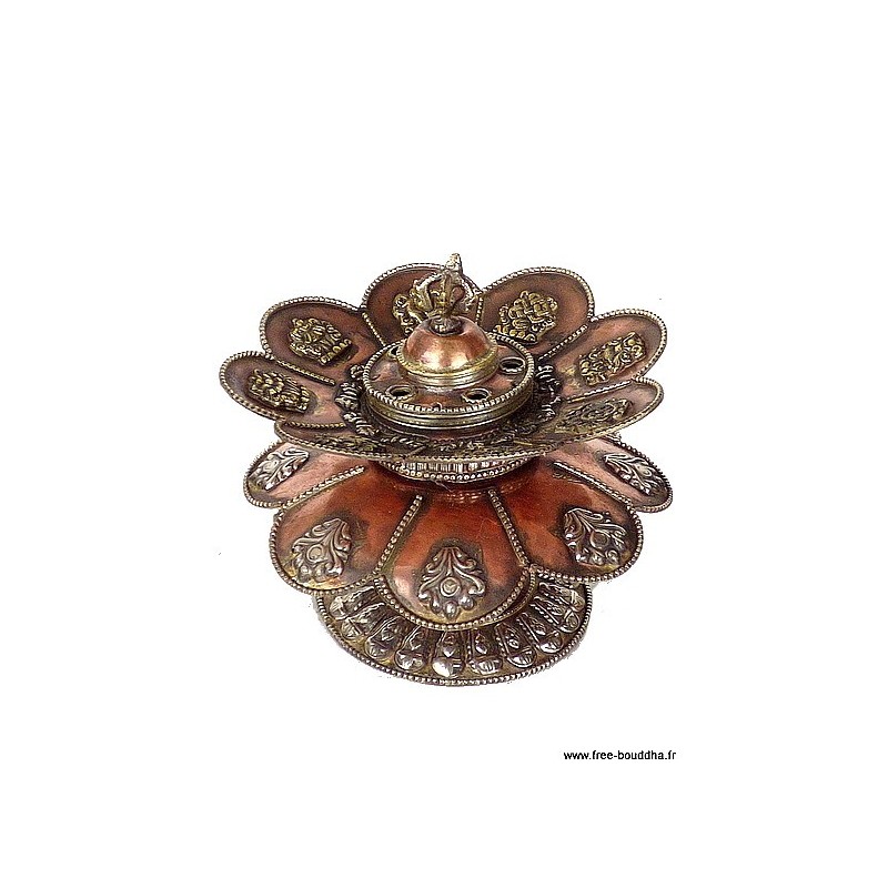 Brûleur d'encens tibétain Double Lotus Encens tibétains, accessoires ref 3032.15