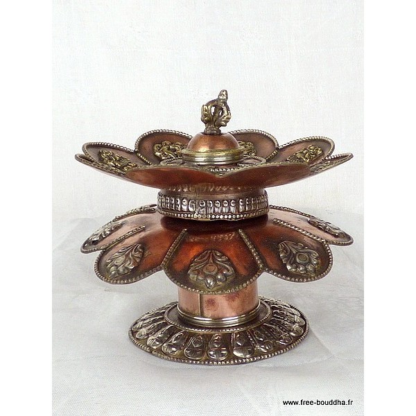 Brûleur d'encens tibétain Double Lotus-w Encens tibétains, accessoires ref 3032.15