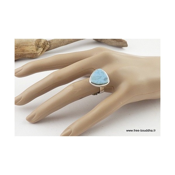 Bague triangulaire en LARIMAR T 59 Bagues pierres naturelles V32.4