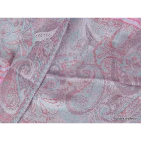 Châle rose bleu en laine fine - Châles en laine faits main