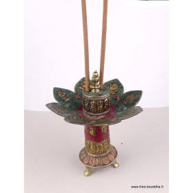 Brûleur d'encens orné des signes auspicieux Encens tibétains, accessoires REF 37.6-a