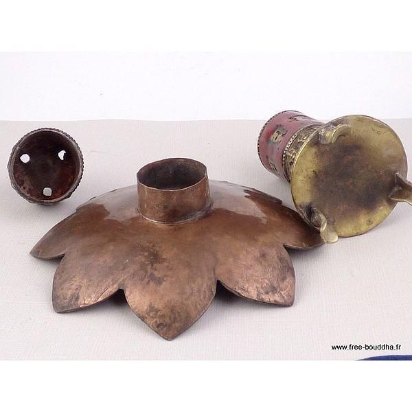 Brûleur d'encens orné des signes auspicieux Encens tibétains, accessoires REF 37.6-a