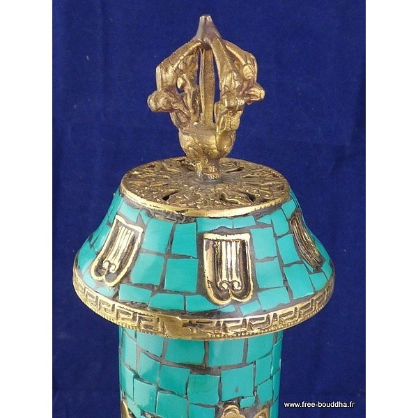 Porte encens bouddhiste en Turquoise Encens tibétains, accessoires BBRE3