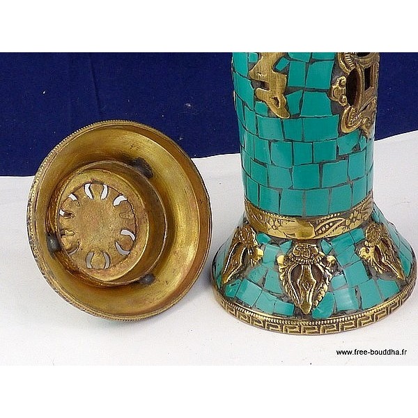 Porte encens bouddhiste en Turquoise Encens tibétains, accessoires BBRE3