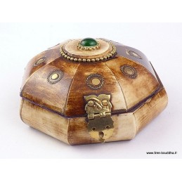 Boîte à bijoux népalaise en Os de Buffle Artisanat tibétain bouddhiste BAT67