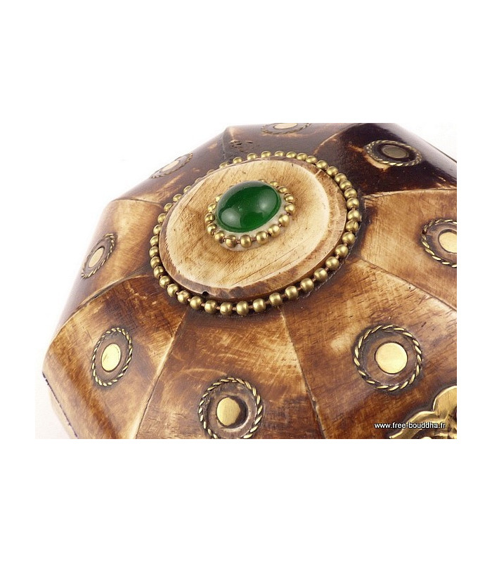 Boîte à bijoux népalaise en Os de Buffle Artisanat tibétain bouddhiste BAT67