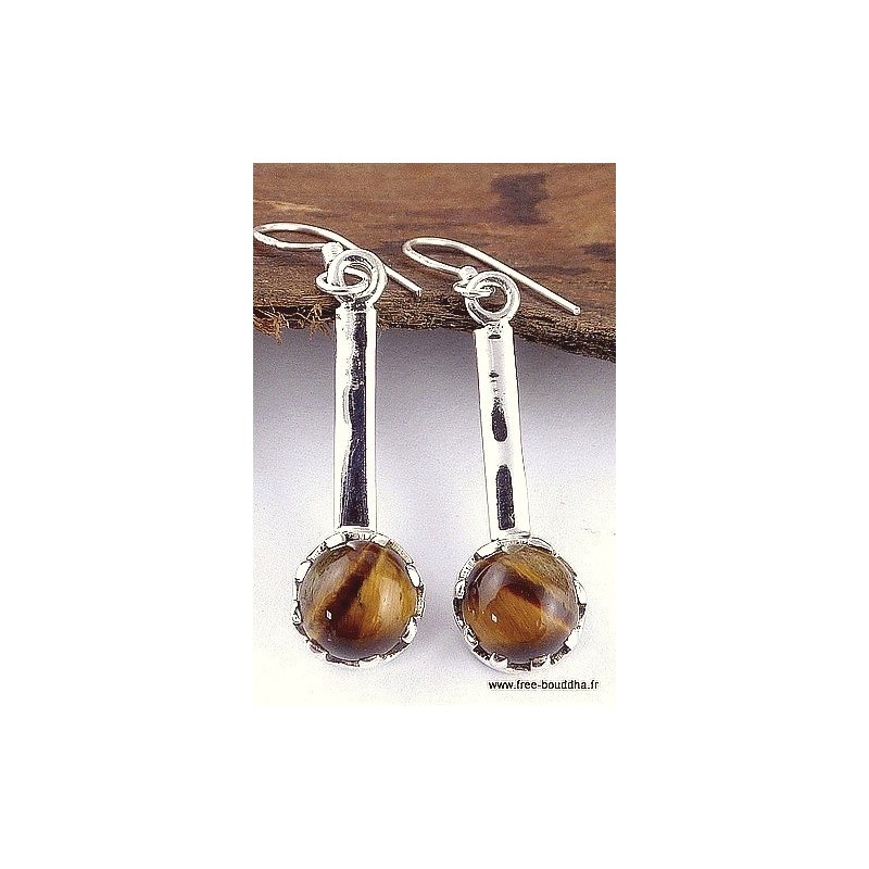 Boucles d'oreilles argent OEIL DE TIGRE Bijoux en Oeil de Tigre MB38