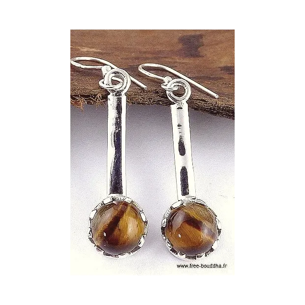 Boucles d'oreilles argent Oeil de tigre - Boucles d'oreilles en pierres naturelles