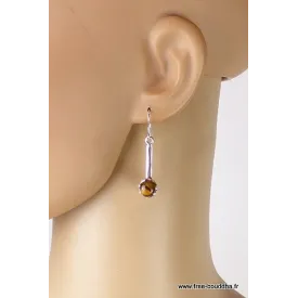 Boucles d'oreilles argent Oeil de tigre - Boucles d'oreilles en pierres naturelles