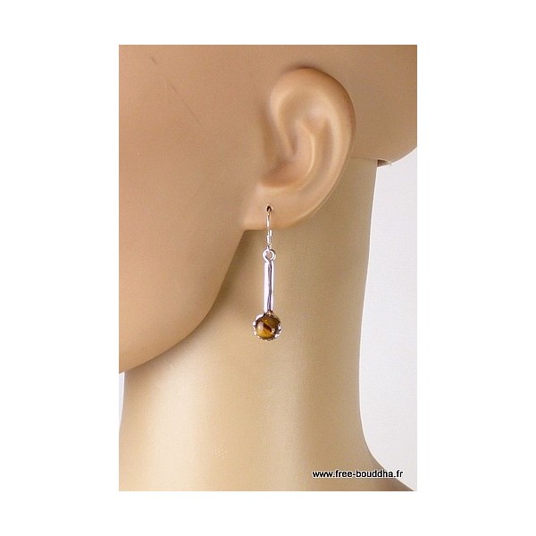 Boucles d'oreilles argent Oeil de tigre Boucles d'oreilles en pierres MB38