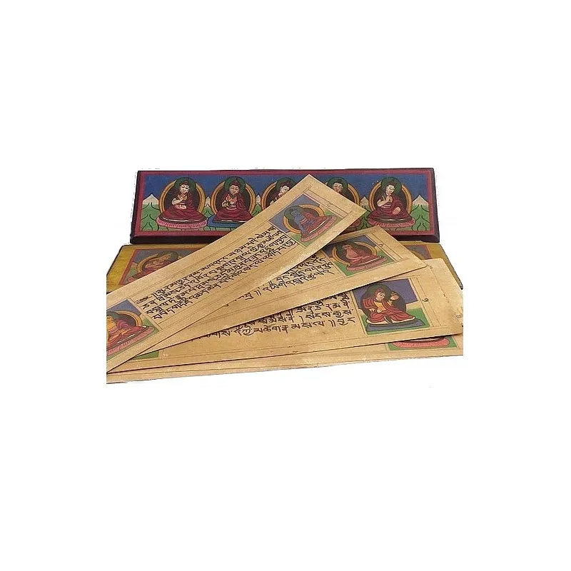 Livre de moine bouddhiste 5 bouddha 28 cm - Livre de prières bouddhistes