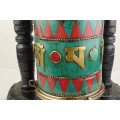 Moulin à prières mural Turquoise antique 16 cm Moulins à Prières tibétains NMP6