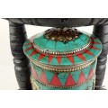 Moulin à prières mural Turquoise antique 16 cm Moulins à Prières tibétains NMP6