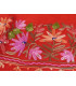 Châle rouge en laine brodée motifs fleurs et perles Pashminas laine et broderies CBP11