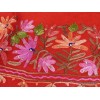 Châle rouge en laine brodée motifs fleurs et perles Pashminas laine et broderies CBP11