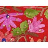 Châle rouge en laine brodée motifs fleurs et perles Pashminas laine et broderies CBP11