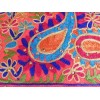 Châle rose en laine brodée motifs ethniques et perles Pashminas laine et broderies CBP12