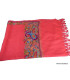 Châle rose en laine brodée motifs ethniques et perles Pashminas laine et broderies CBP12