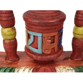 Petit moulin à prières en bois sculpté - Objets rituels bouddhistes