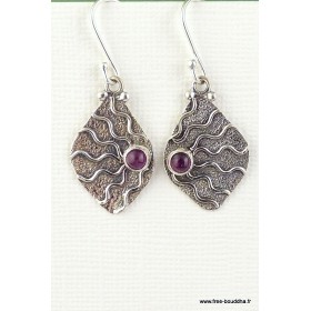 Boucles d'oreilles Feuille en Grenat Boucles d'oreilles en pierres AJE5.10