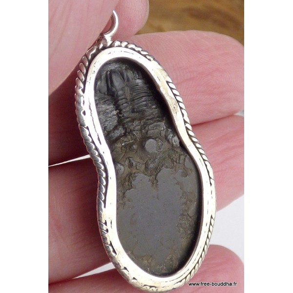 Pendentif argent Trilobite (pierre fossile) Pendentifs pierres naturelles CZ88.27