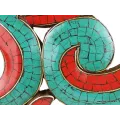 Om tibétain mural en bois et pierres naturelles - Décoration tibétaine