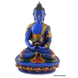 Bouddha de Médecine statuette peinte à la main Objets rituels bouddhistes BLUEB1