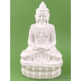 Statuette Bouddha blanc en résine peinte Objets rituels bouddhistes WHITEB