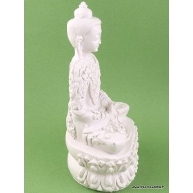 Statuette Bouddha blanc en résine peinte Objets rituels bouddhistes WHITEB