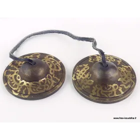 Tingshas tibétaines en Bronze Signes auspicieux - Objets rituels bouddhistes