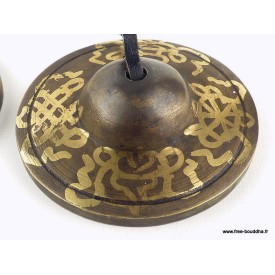 Tingshas tibétaines en Bronze Signes auspicieux Tingsha tibétaine cymbales TTD2