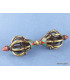 Vajra bouddhiste 8 branches déco turquoise Cloches et dorjé tibétains DV8B.1