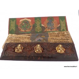 Livre de prières bouddhiste bois et laiton Objets rituels bouddhistes ref 3794.3