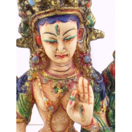 Tara blanche statuette style antique 15 cm Artisanat tibétain bouddhiste ref STV6
