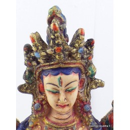 Tara blanche statuette style antique 15 cm Artisanat tibétain bouddhiste ref STV6
